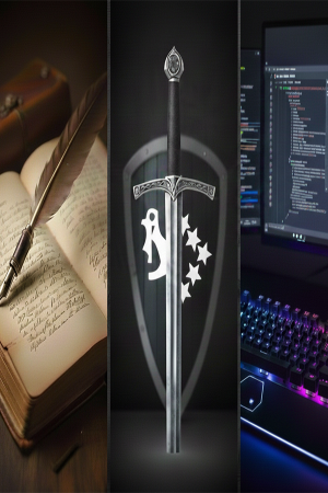 kalem kılıç ve klavye