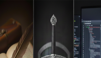 kalem kılıç ve klavye