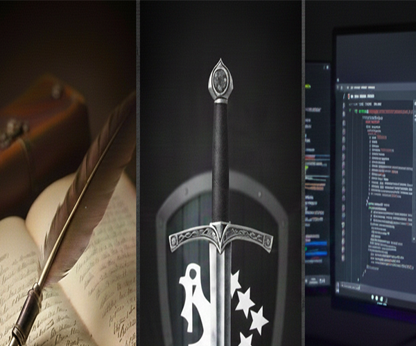 kalem kılıç ve klavye